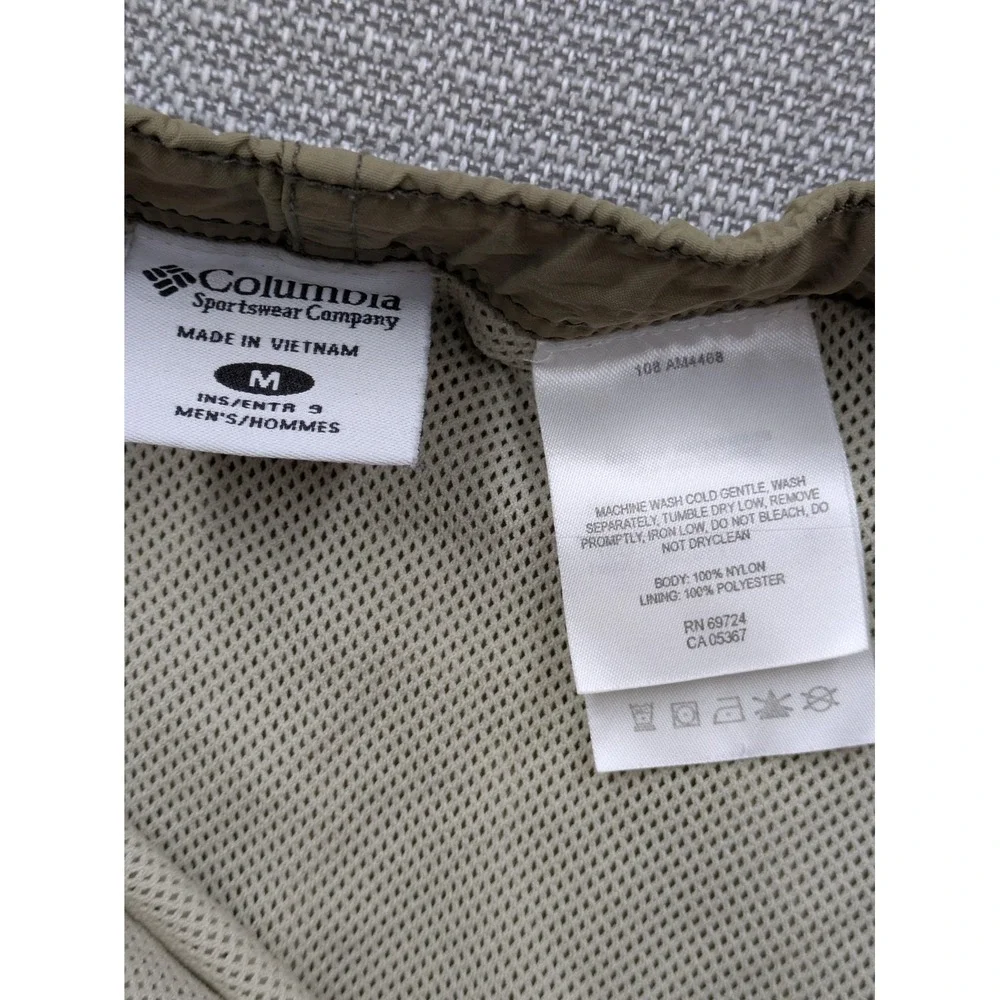 Columbia Cargo Shorts Mens Medium Beige Nylon Belted Elastic Waist 9 Inseam